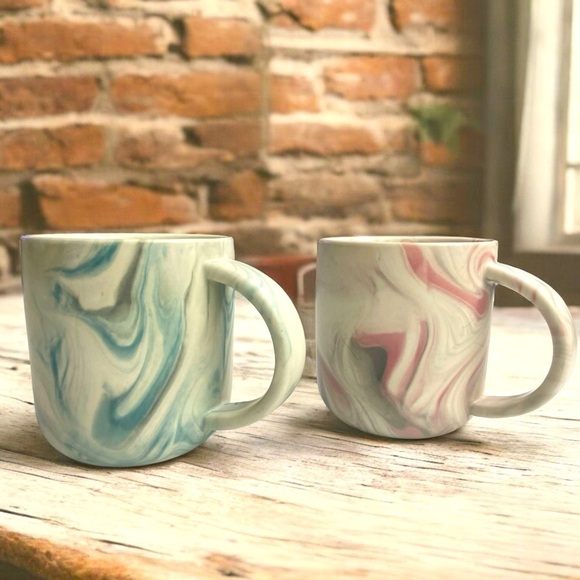 World Market Marble Ceramic Mug Set of 2 - Picture 1 of 7